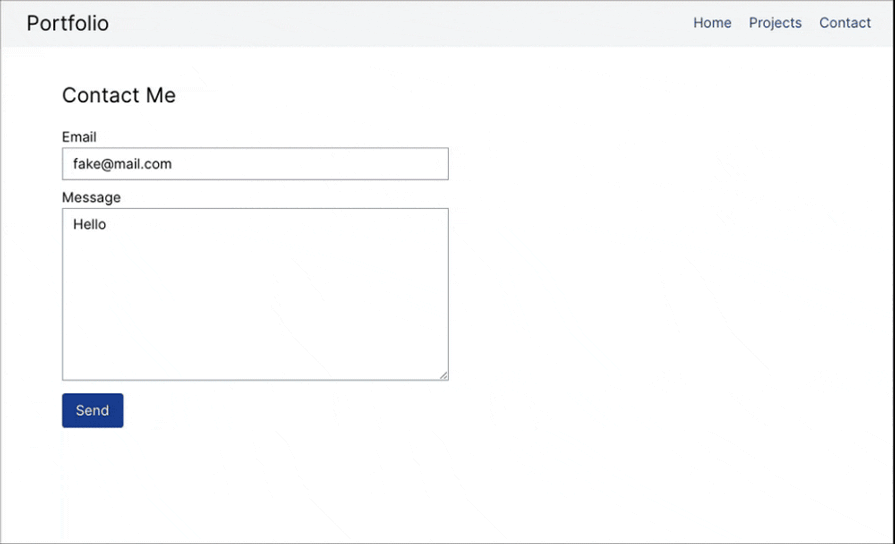 sending emails from portfolio contact page